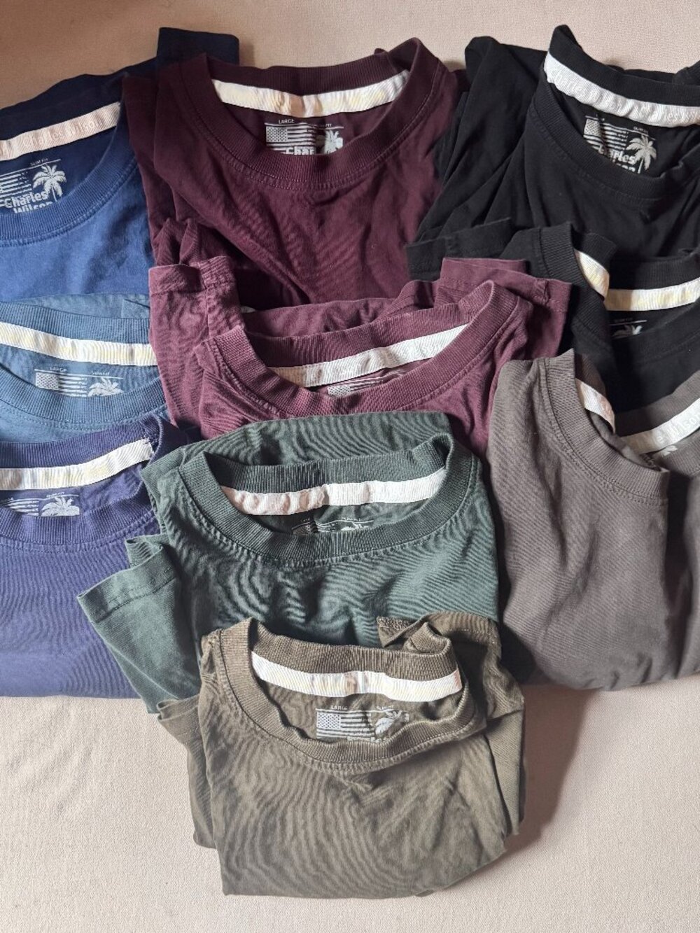 Set of 10 Charles Wilson USA T-Shirts - 100% Cotton - Men's Size Large Slim Fit